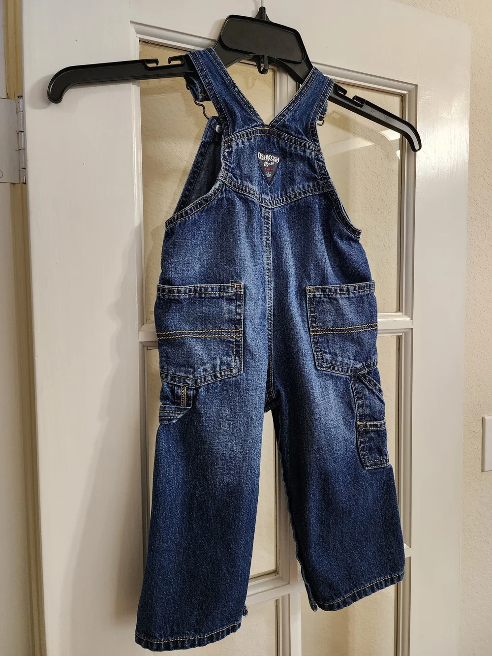 OshKosh B’gosh Denim Overalls 18M Carpenter Cargo Logo Bib Jeans